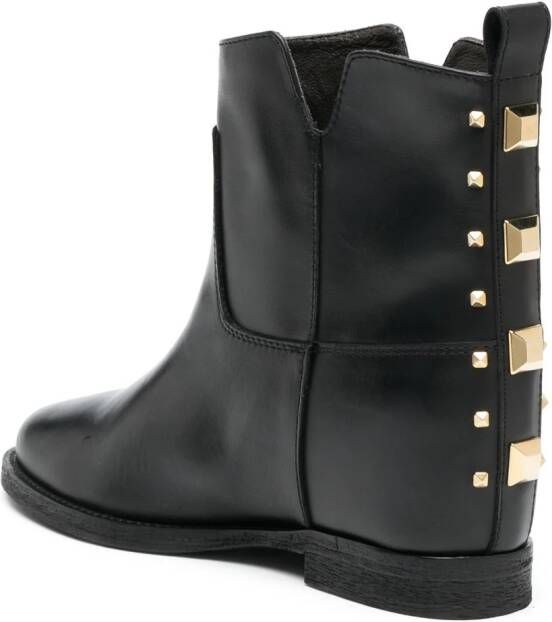 Via Roma 15 Rockstud-detailing leather ankle boots Black