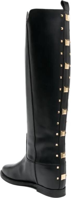 Via Roma 15 Rockstud-detailing leather boots Black