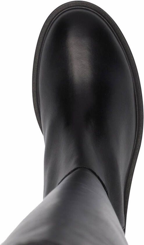 Via Roma 15 round-toe leather boots Black