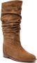 Via Roma 15 ruched suede flat boots Brown - Thumbnail 1