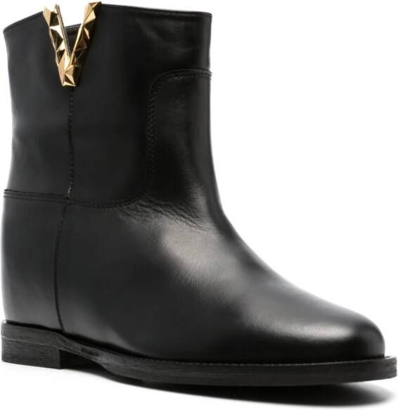 Via Roma 15 Santa Monica leather ankle boots Black