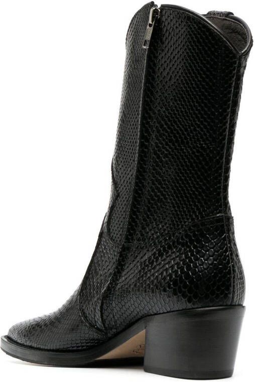 Via Roma 15 snake-embossed leather boots Black