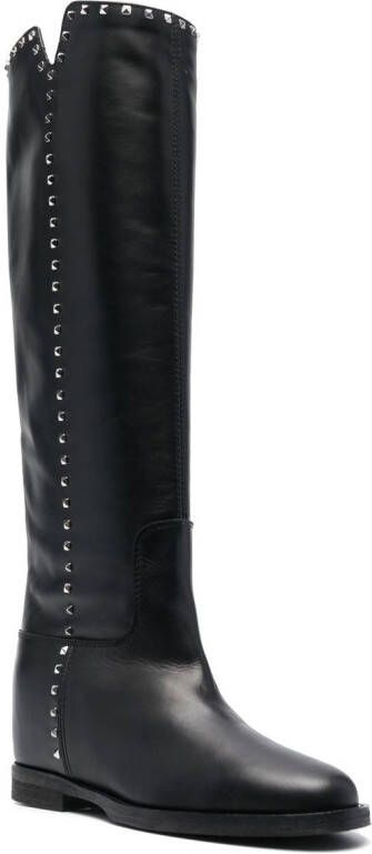 Via Roma 15 studded 25mm leather boots Black