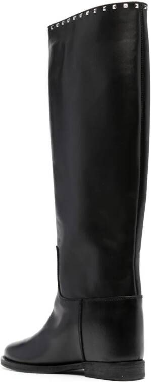 Via Roma 15 studded leather boots Black