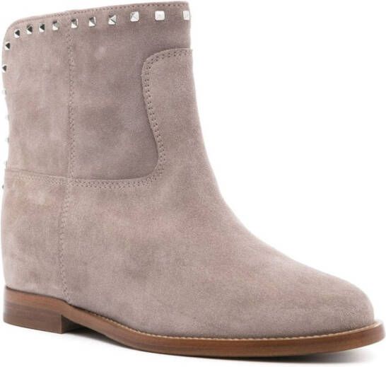 Via Roma 15 studded suede boots Neutrals