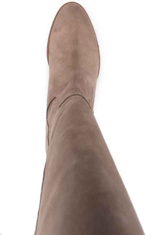 Via Roma 15 suede knee-high boots Neutrals