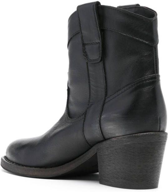 Via Roma 15 Texan 60mm leather ankle boots Black