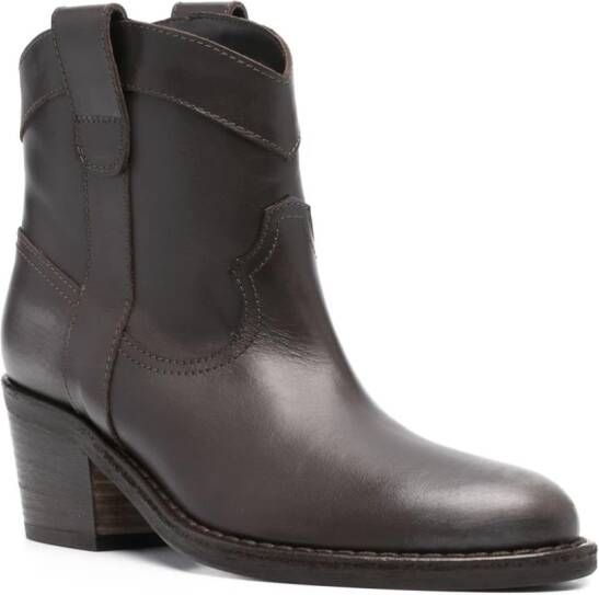 Via Roma 15 Texan 65mm leather ankle boots Brown