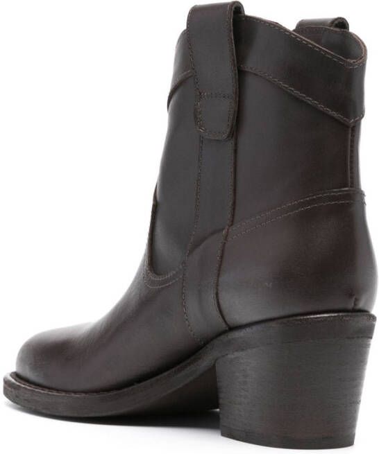 Via Roma 15 Texan 65mm leather ankle boots Brown