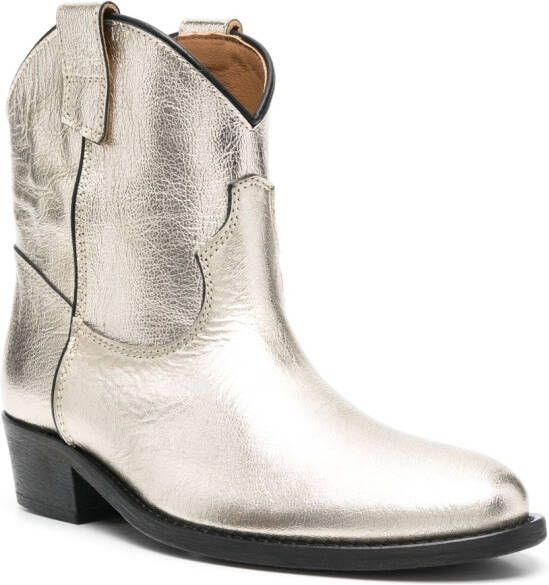 Via Roma 15 Texan leather boots Gold