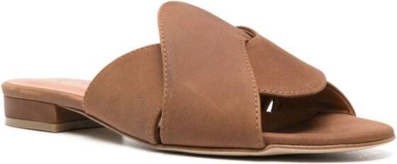 Via Roma 15 twisted-straps leather slides Brown