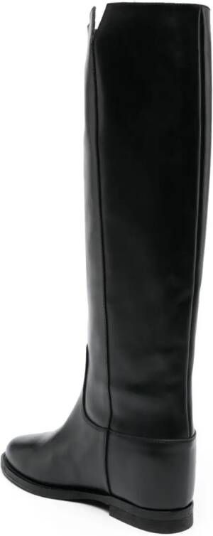 Via Roma 15 V-plaque leather boots Black