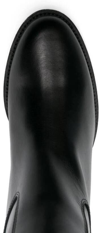 Via Roma 15 V-plaque leather boots Black