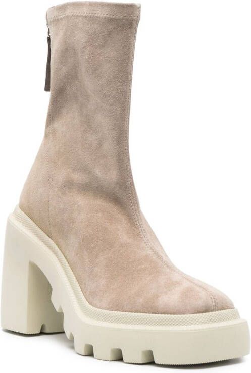 Vic Matie 115mm square-toe suede boots Neutrals