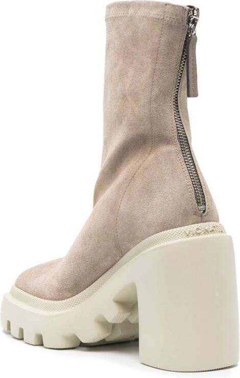 Vic Matie 115mm square-toe suede boots Neutrals