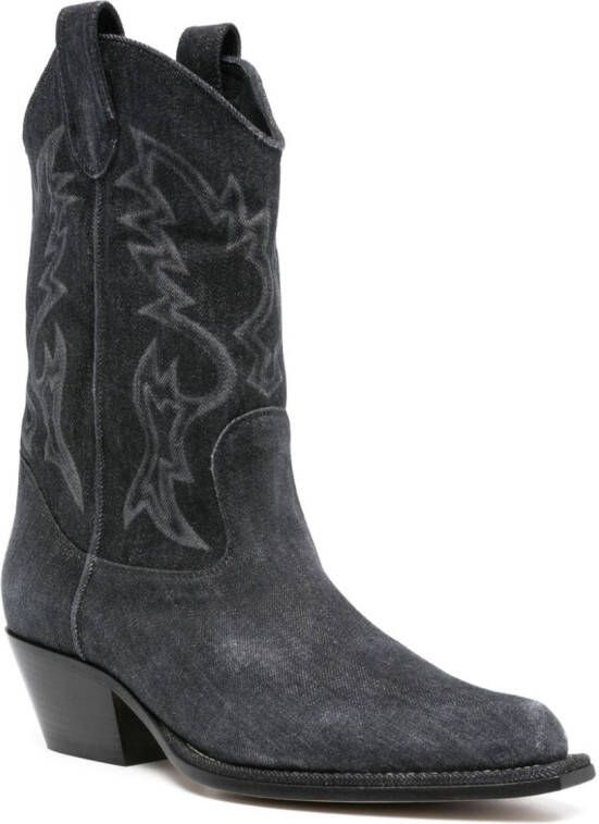 Vic Matie 50mm panelled denim ankle boots Grey