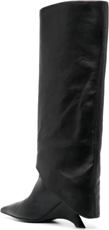 Vic Matie 80mm pointed-toe leather knee boots Black