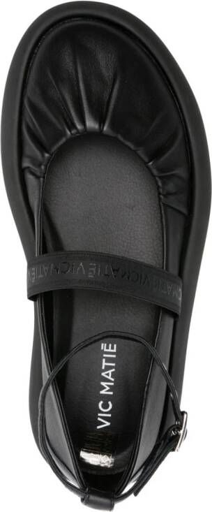 Vic Matie ankle-strap leather ballerina shoes Black