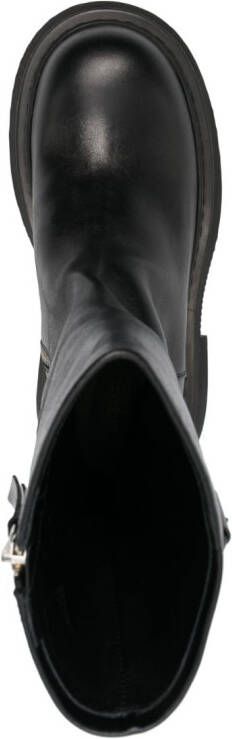 Vic Matie buckled leather platform boots Black