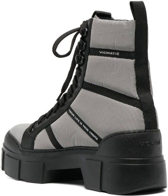 Vic Matie check-pattern leather chunky boots Black