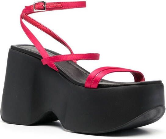 Vic Matie chunky leather wedge sandals Red