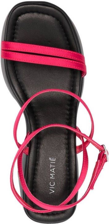 Vic Matie chunky leather wedge sandals Red