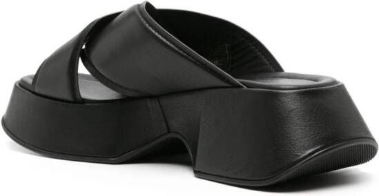 Vic Matie crossover-strap leather slides Black
