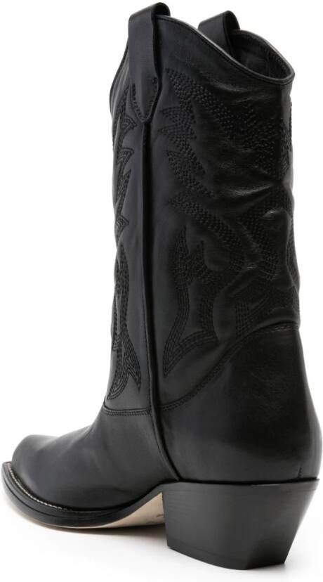 Vic Matie decorative-stitching leather boots Black