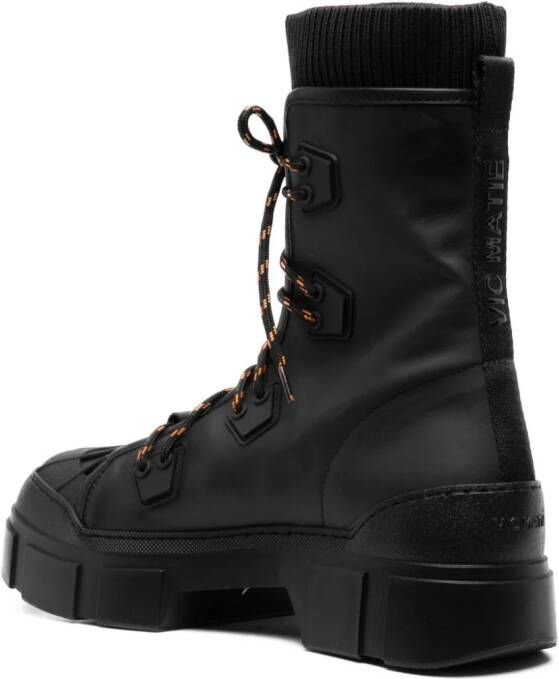 Vic Matie logo-lettering leather boots Black