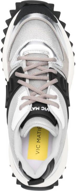 Vic Matie panelled metallic-finish chunky sneakers Silver