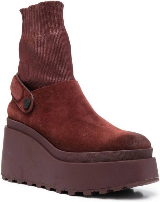 Vic Matie sock-detail platform boots Red