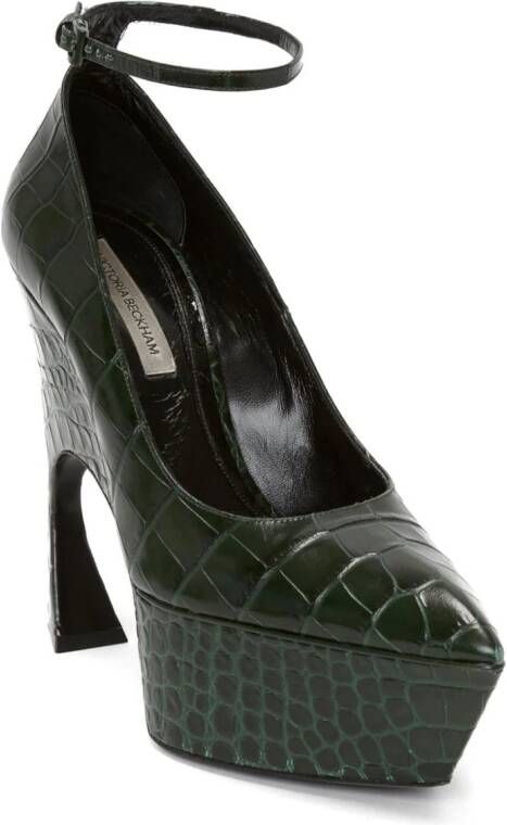 Victoria Beckham crocodile-effect 100mm leather pumps Black