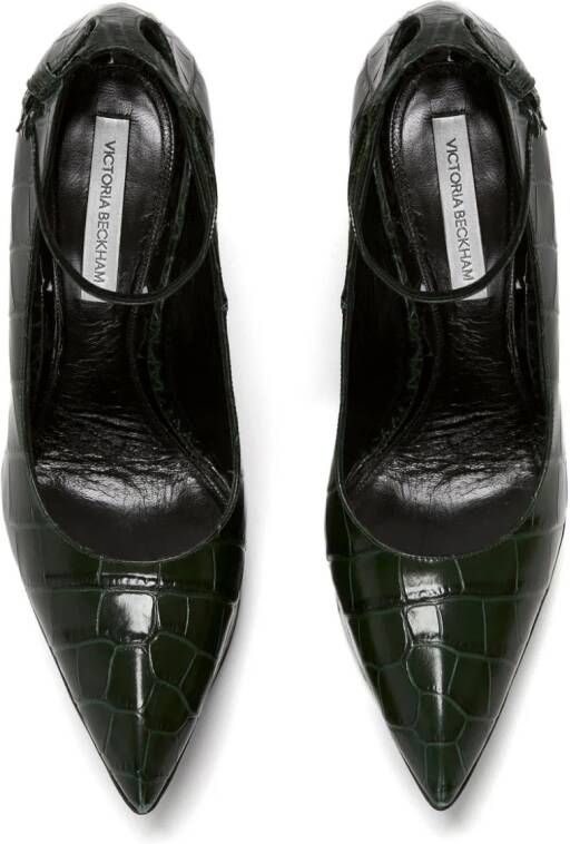 Victoria Beckham crocodile-effect 100mm leather pumps Black