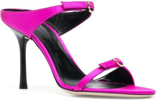 Victoria Beckham double-strap satin mules Pink