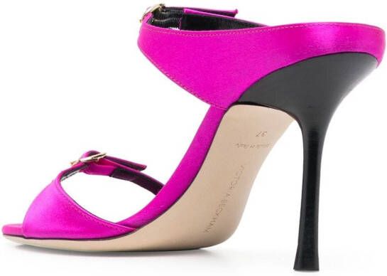 Victoria Beckham double-strap satin mules Pink