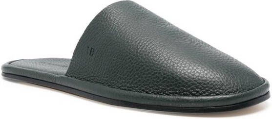 Victoria Beckham embossed-logo leather slippers Green