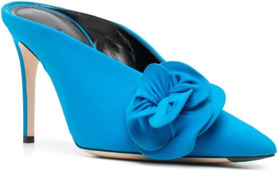 Victoria Beckham floral-appliqué 105mm leather mules Blue