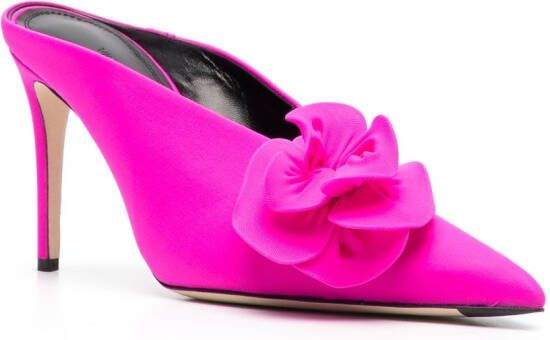 Victoria Beckham floral-applique detail 100mm mules Pink