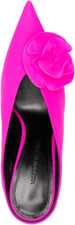 Victoria Beckham floral-applique detail 100mm mules Pink