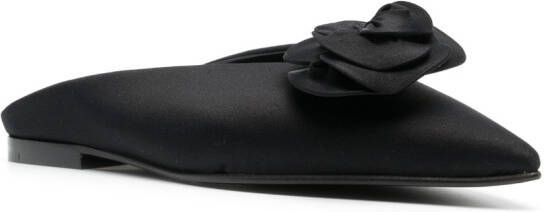 Victoria Beckham flower-appliqué flat mules Black