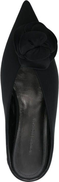 Victoria Beckham flower-appliqué flat mules Black