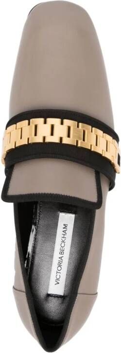 Victoria Beckham Mila chain leather loafers Brown