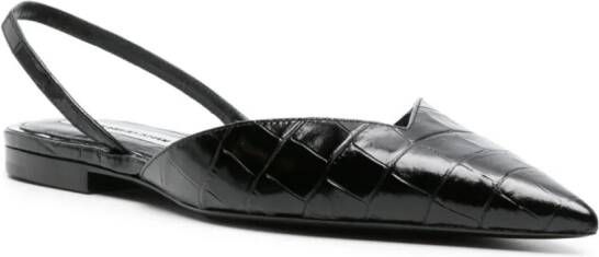 Victoria Beckham V Cut crocodile-embossed ballerina shoes Black