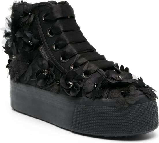 Viktor & Rolf x Superga flower-embellished high-top sneakers Black