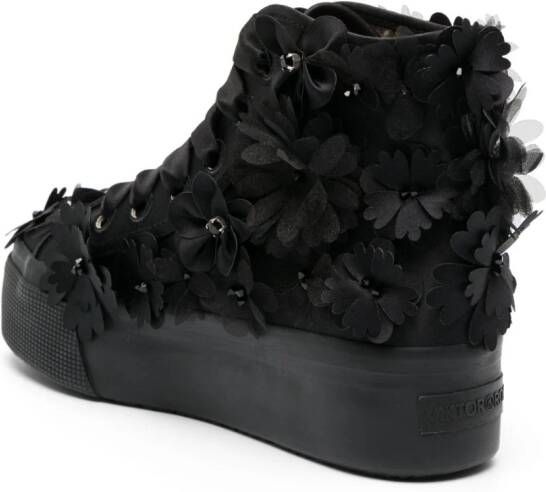 Viktor & Rolf x Superga flower-embellished high-top sneakers Black