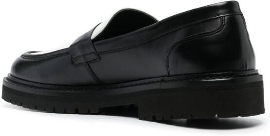 VINNY'S two-tone design leather penny loafers Black