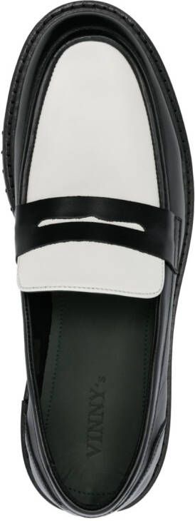 VINNY'S two-tone design leather penny loafers Black