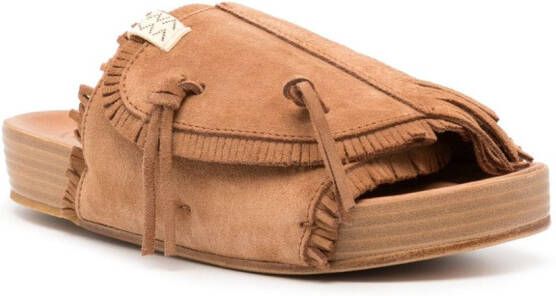 visvim Christo Shaman Folk suede slides Brown