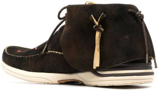 visvim lace-up fringed sneakers Brown