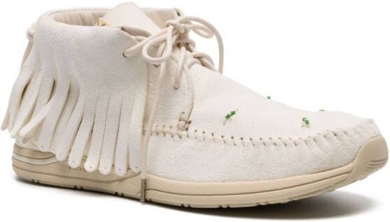 visvim Shaman-Folk fringed ankle boots White